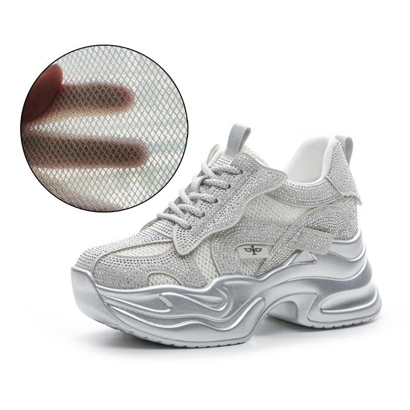 Frühling und Sommer Damenschuhe neue Sportschuhe Damen dicke Sohle Muffin Innenhöhe erhöhen Mesh atmungsaktiv leicht Laufschuhe Trend