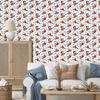 Parrot Wallpaper in white, light gray and coral for the living room and bedroom 50x1000