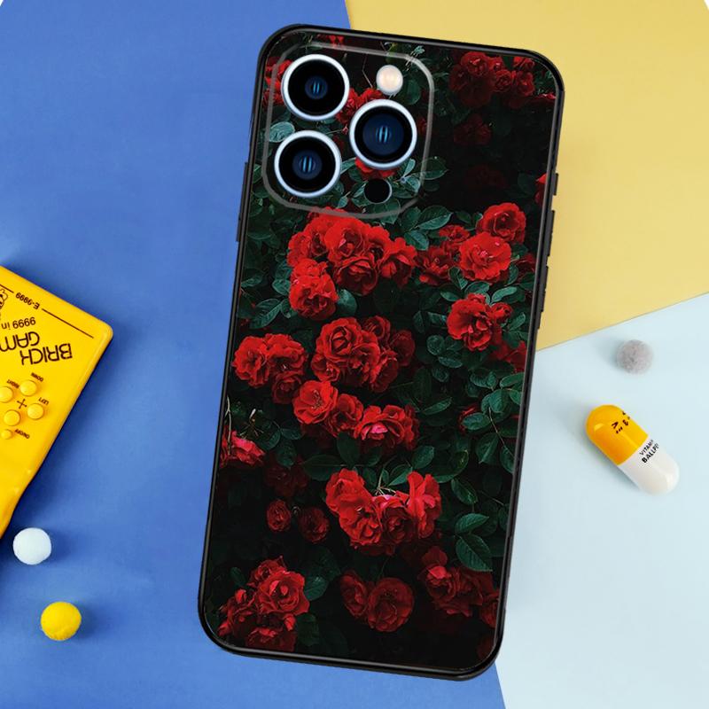 Red Rose Flower Phone Case For iPhone 17 16 14 13 12 11 15 Pro Max Plus 12 13 Mini 16e 17 Air Bumper Cover