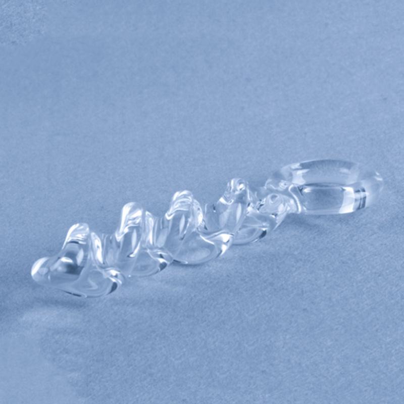 Transparent 7.9 Inch Screw Pleasure Wand Glass Plug