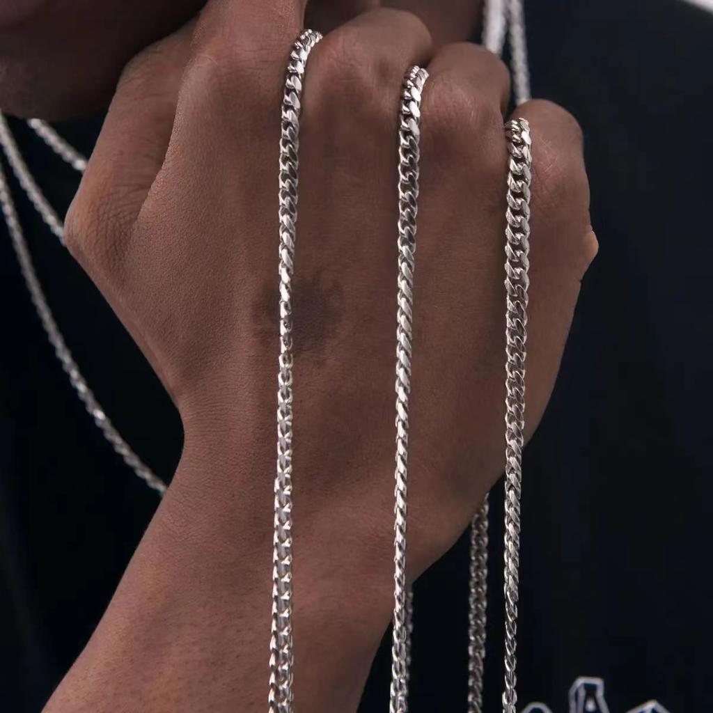 Hip Hop Cuban Chain Necklace for Men Women Punk 3 To 7 MM Stainless Steel Choker Necklace Vintage Jewelry Accessories