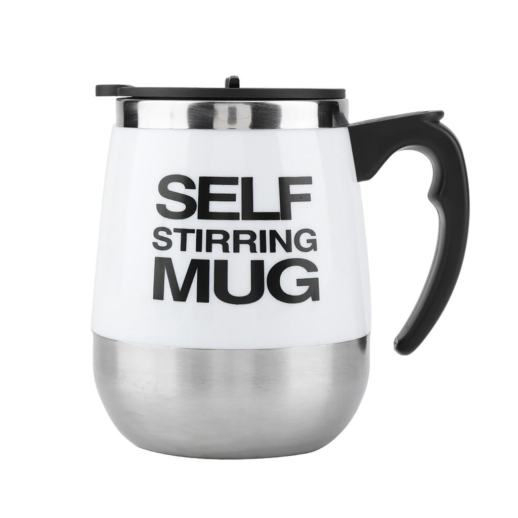 Portable Electric Stainless Steel Self Mixing Cup Magnetic Stirring Coffee Mug White