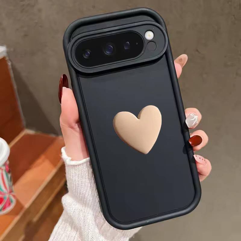 

Korea Cute 3D Love Heart Soft Solid Color Case For Google Pixel 9 8 Pro 8A 9 Pro XL Anti-drop Shockproof Silicone Phone Cases For Pixel 8Pro