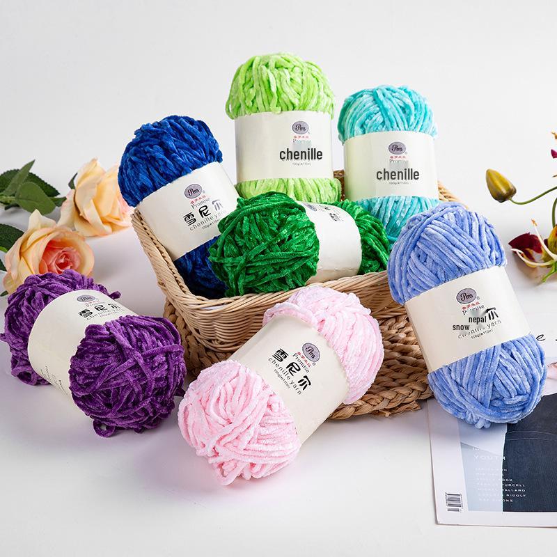 Chenille Golden Velvet Yarn for DIY Scarf, Teddy Bear, Snowdrop Crochet, Slippers