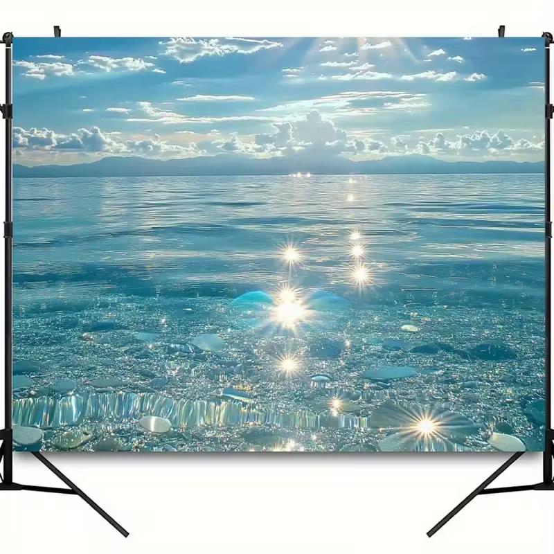 

2D Shimmering Ocean Tapestry, Clear Water Sunlight Wall Backdrop 47.2x31.5inch/120*80cm