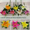 Neu mit 1 Stück Blumen und 2 Stück Knospen Künstliche Lilienblume 36*15cm 6 Farben Simulationsblumen Lilien Kunstblumen Heimdekoration