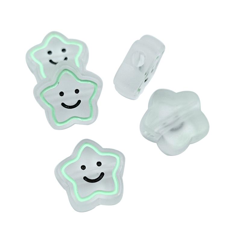 5 Stück Acrylperlen in Bonbonfarben, lächelnder Stern, für die Schmuckherstellung, DIY-Halsketten, Armbänder, lose Abstandsperlen, Zuckerguss, handgefertigte Accessoires