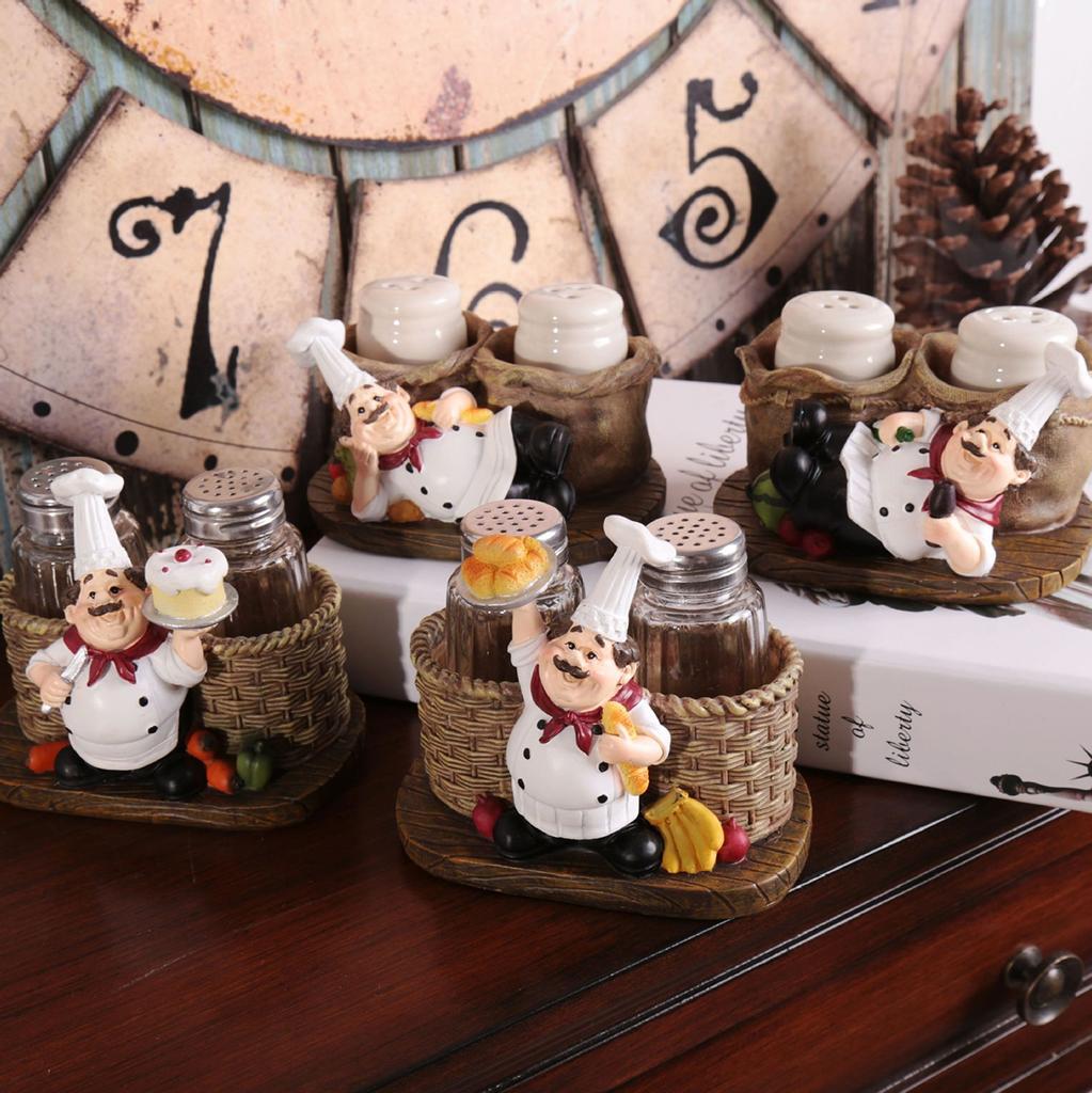 American Chef Functional Ornament Resin Restaurant Bar Coffee Shop Pepper Powder Bottle Shelf