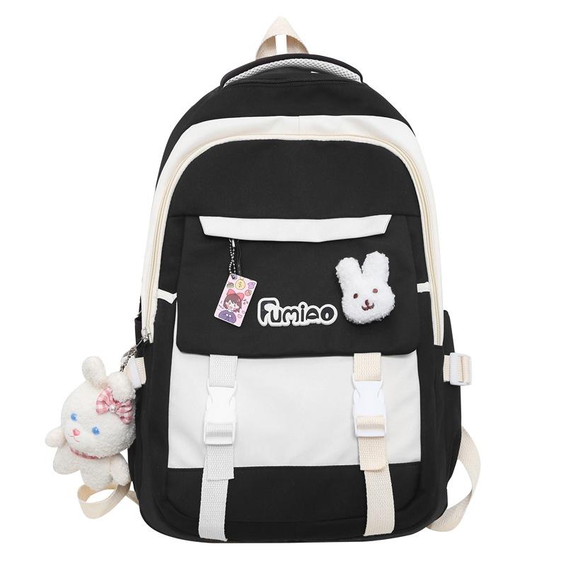 

Школьный рюкзак для младших школьников, женский рюкзак большой емкости, контрастный цветной рюкзак для старшеклассников чёрный