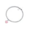 TIFFANY &CO TIFFANY &CO Série Return to ™ Contas Tipo Tag de Coração Prata 925 Esmalte Pulseira Feminina Rosa GRP06688-Rosa Extra Pequeno