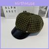 Retro Plaid Style Octagonal Cap With Wide Brim For Casual And Fashion Street