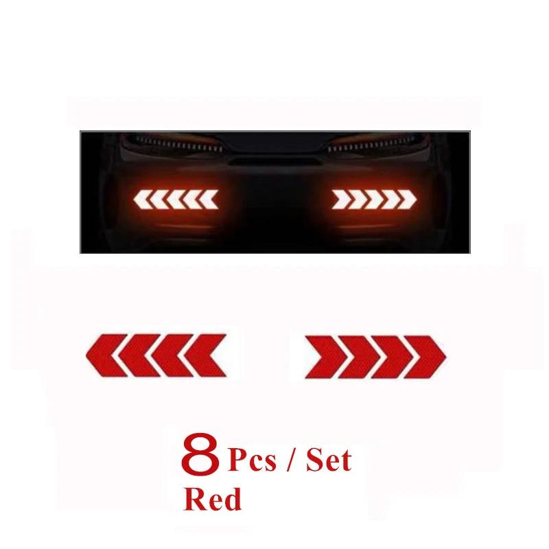 4/20pcs Car Reflective Arrow Sticker Safety Warning Sticker for Car Bumper Trunk Reflector Hazard Tape Car Styling Luminous Film
