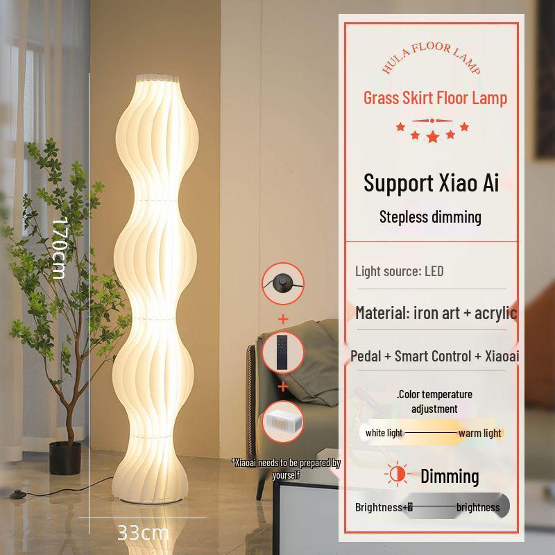 Nordic Cream Grass Skirt Floor Lamp for Bedroom & Living Room - High-End INS Style Atmosphere Decor.
