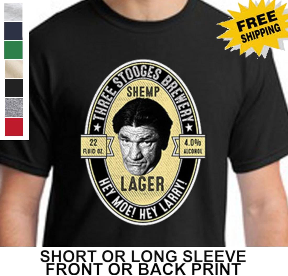 Funny Three Stooges Brewery Shemp Lager Larry Moe Curly Wise Guys Men s T-Shirt XXL