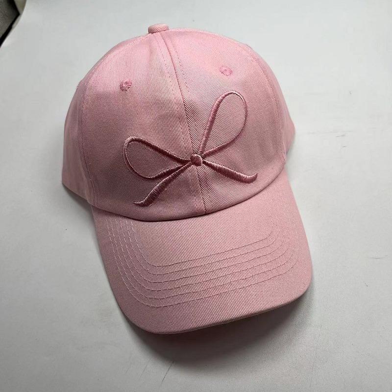 Cute Bow Embroidered Baseball Cap Soft Cotton Adjustable Dad Hat for Women
