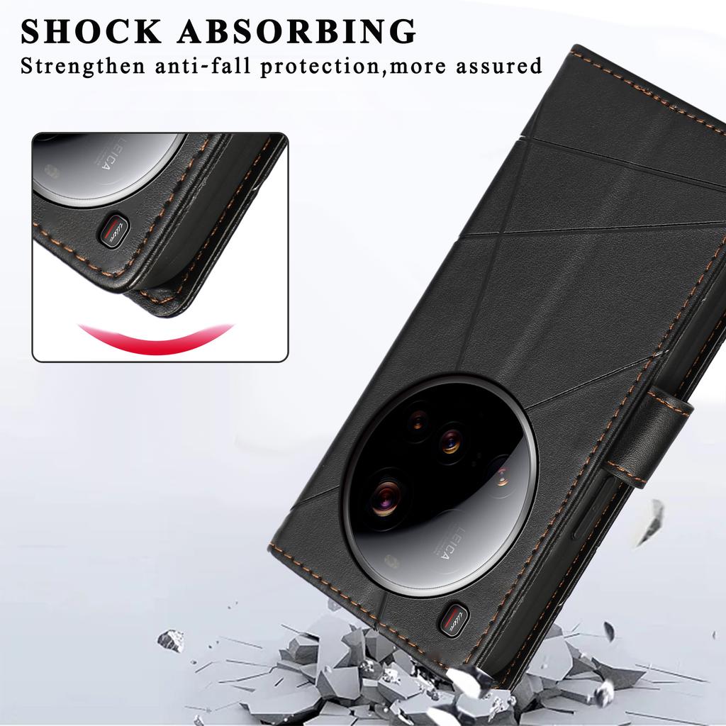 DF-06 For Xiaomi 15 Ultra Phone Case Line Imprint Leather Wallet Cover