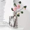 Luxurious And Elegant Creative Electroplated Silvery Ceramic Vase With A High-end Feel Suitable For Displaying Artificial Flower
