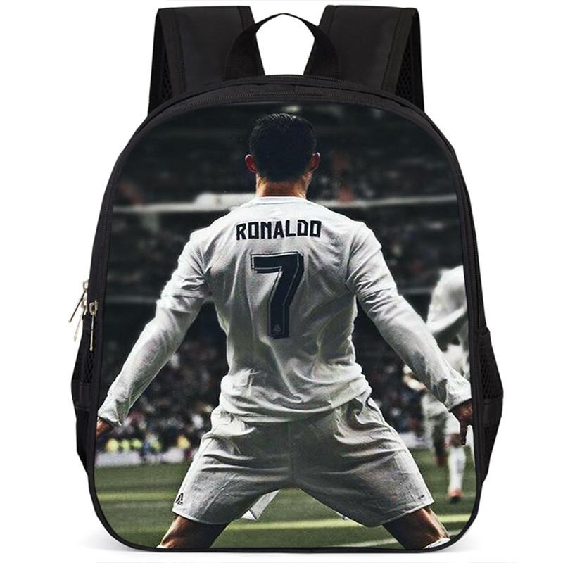Spacious 15 Inch Cristiano Ronaldo School Backpack For Kids Lightweight Oxford Fabric