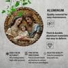3D Embossed Holy Family Aluminum Sign Round Wall Art For Bathroom Cafe Decor