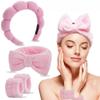 Fascia per capelli da spa alla moda Fascia per capelli Fascia da polso Set Lavaggio viso Spugna per trucco Fascia per la testa