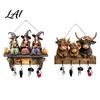 Dark Aesthetic Wall Art Halloween Entryway Key Holder with 4 Hooks Wooden Hanging Sign Mount Rack for Keys Bags And Leashes Home Organizer Mudroom