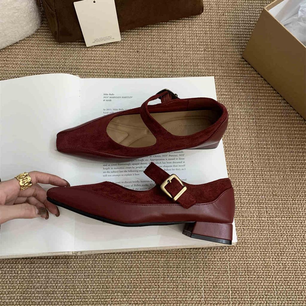 Fashion Retro Comfort Ballet Shoes Female Casual Daily Low Heel Loafers Luxury Buckle Strap Ladies Flats Mary Janes Shoes Party Pumps