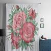 Rose Flower and Leaves Tulle Window Curtains for Living Room Yarn Sheer Voile Curtain for Bedroom Kitchen Drape Decor