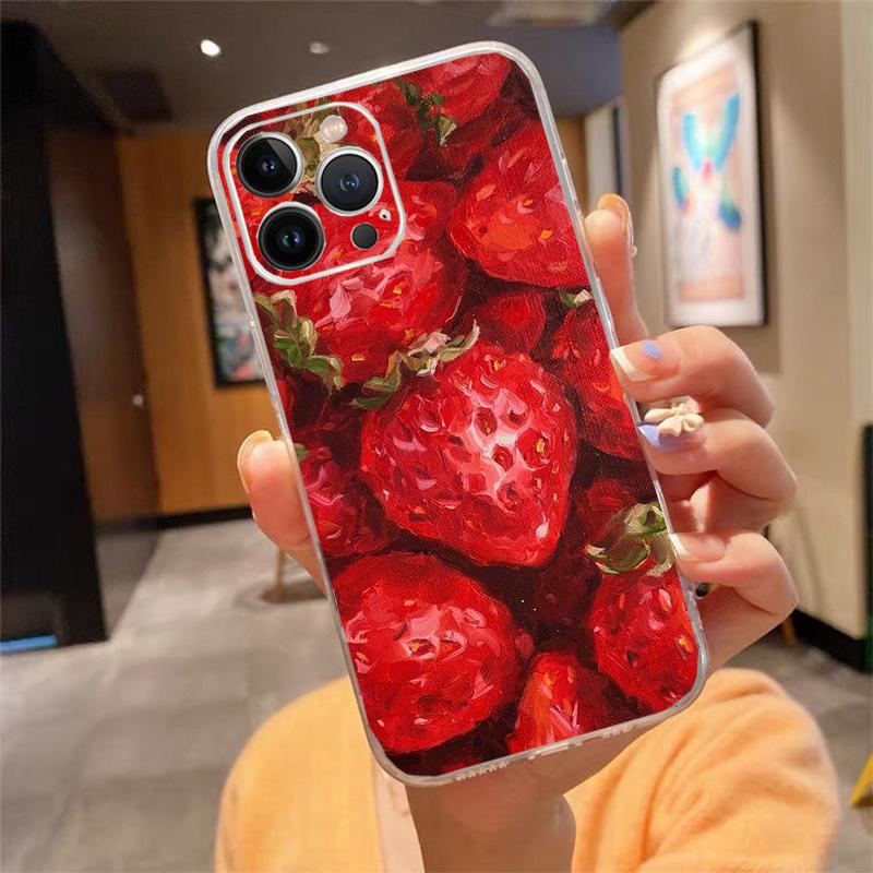 Strawberry Cat Cartoon Phone Case For Iphone 17ProMax 17 Pro Air 16 15 14 13 Pro Max 16 15 14 13 Pro 15Plus