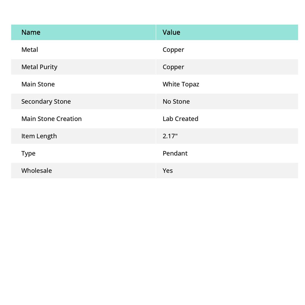 Natural White Topaz Gemstone Handmade Copper Jewelry Pendant 2.17" t3K26