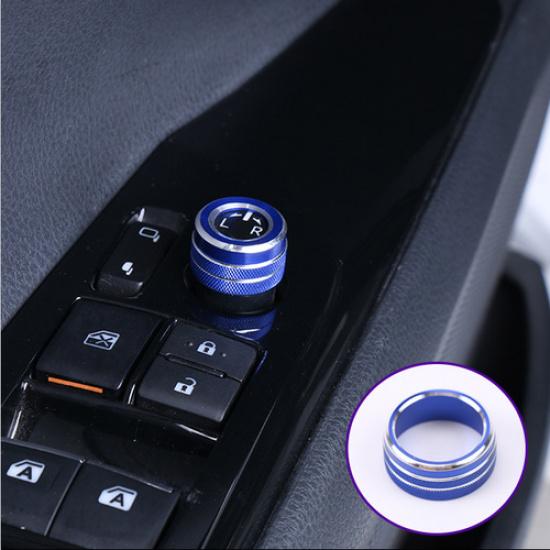 Alloy Blue Rearview Mirror Adjust Knobs Ring Cover for Toyota Corolla -