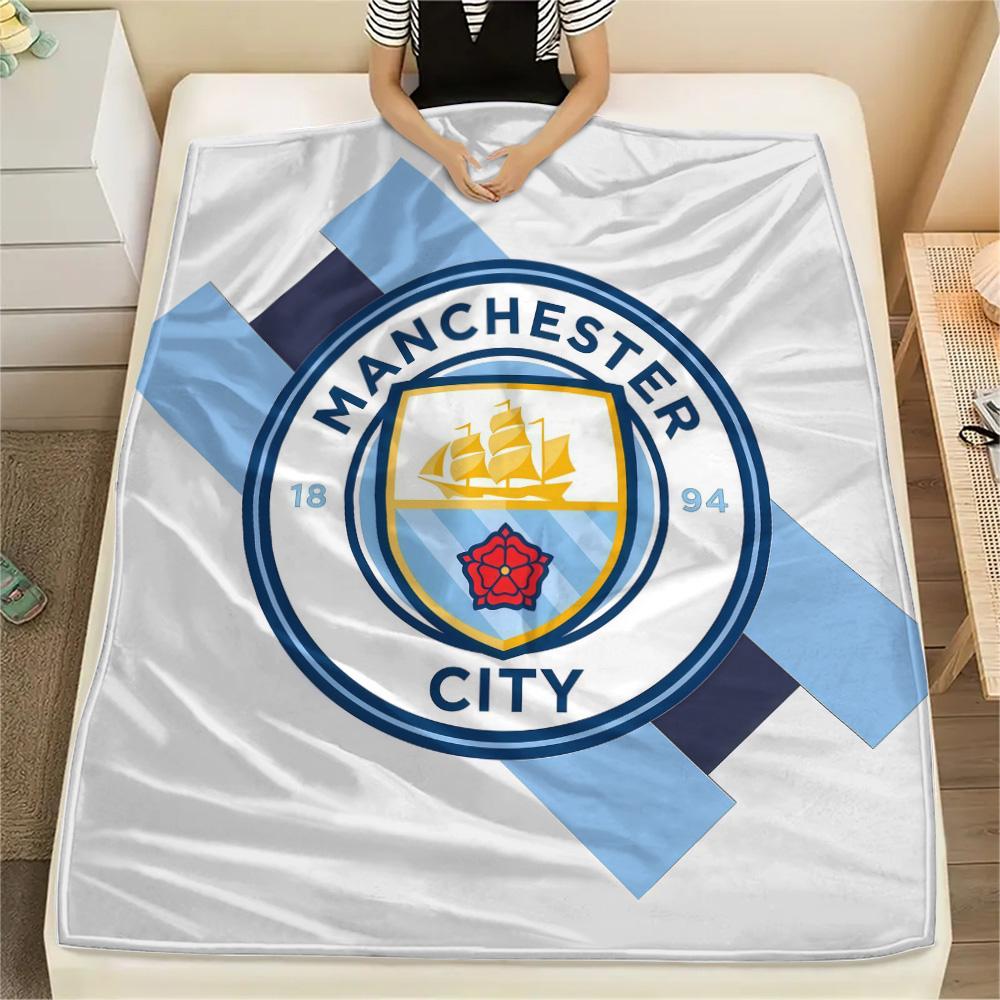 Manchester City Football Club Flannel Blanket, High quality Comfortable for All Seasons, Home Decor, Warmth and Comfort