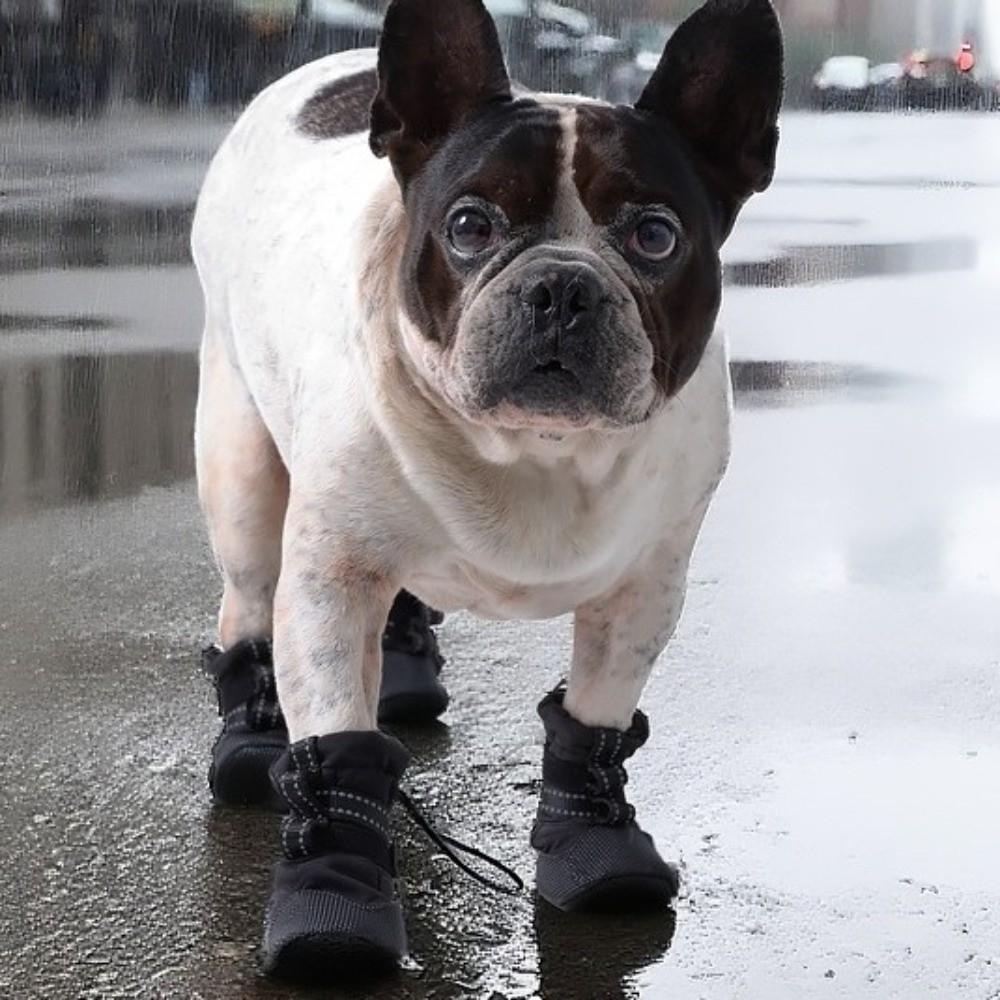 4pcs/set Reflective Waterproof Dog Shoes Warm Wound Recovery Boot  Medium Large Dogs