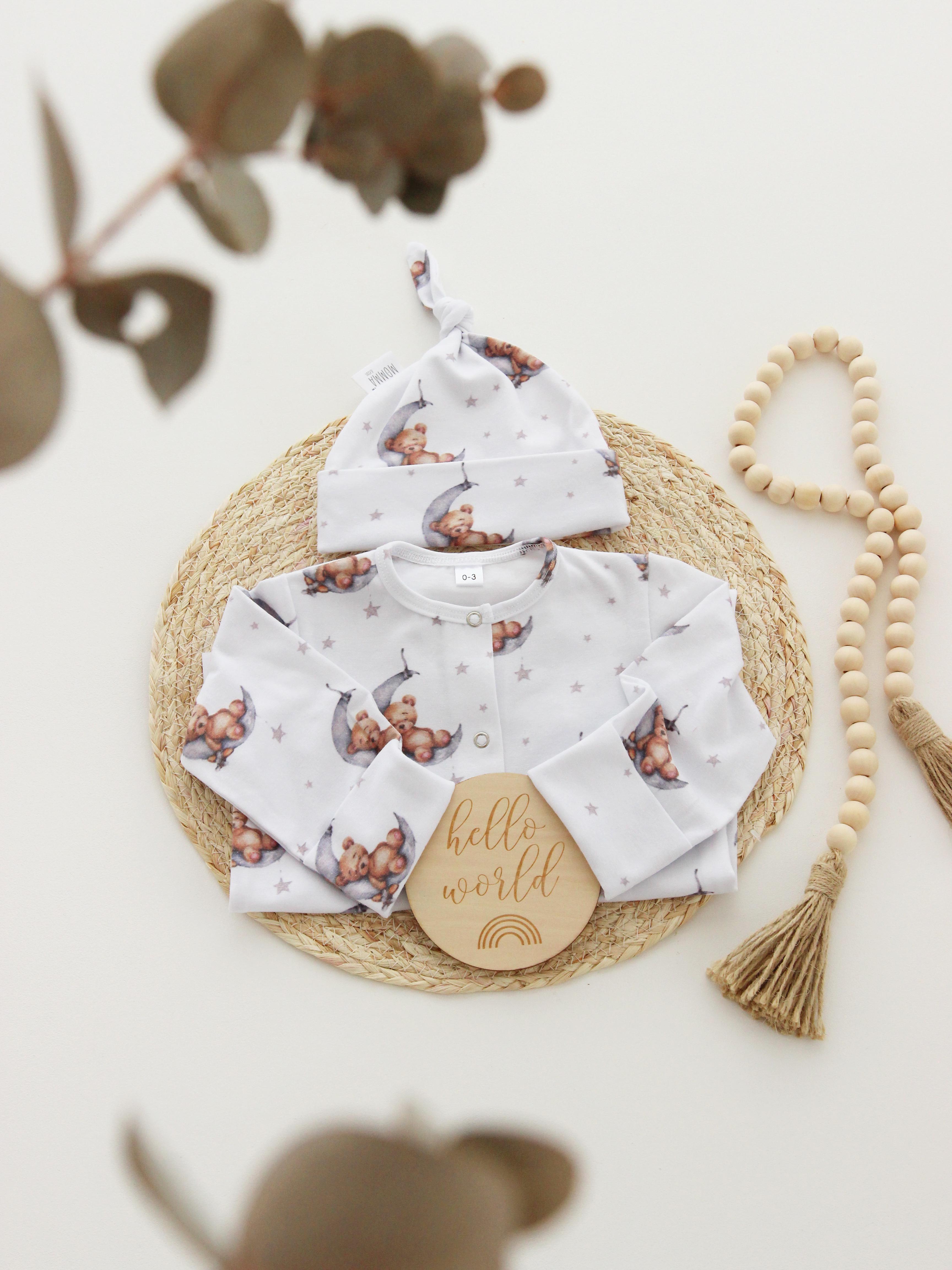 

Ромпер комбінезон з шапочкою Ведмедик 680-740mm білий