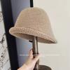 Korean version retro solid color wool hat women's warm and comfortable crimped knitted hat shows the face small thick wool bucket hat
