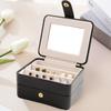 Double-layer Jewelry Organizer Box with Mirror Large Capacity Waterproof Earrings Necklaces Organizer Portable Jewelry Container