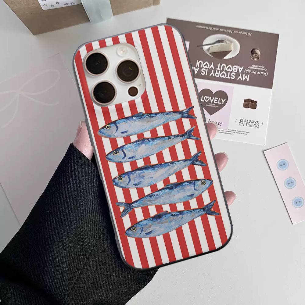 Sardines Soft Corrugated Transparent Phone Case For IPhone 17 15 16 11 12 13 14 Pro Max Plus Pro