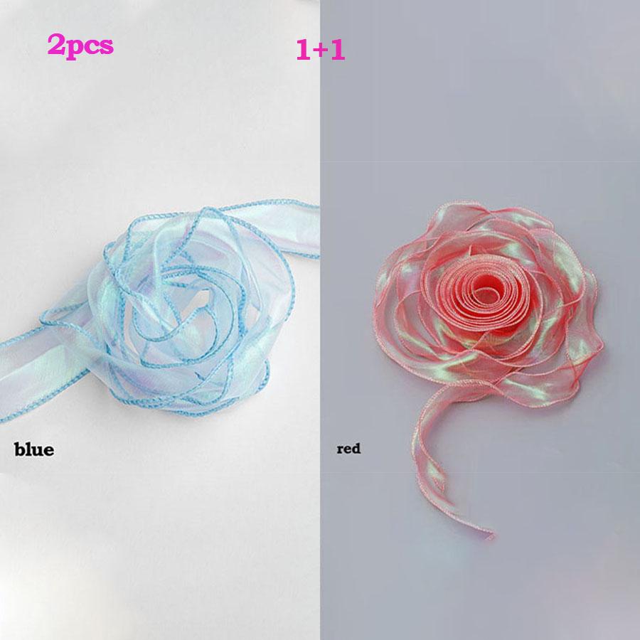 40mm 10 Yards Fishtail Organzaband Reflekterande Iridescent Vågig Kantband för Presentinslagning DIY Rosett Bukett Voileband