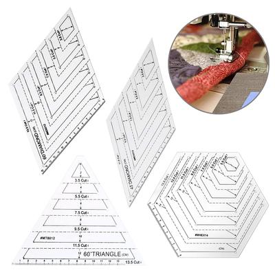 4 Pcs/set Sewing Ruler Acrylic Handmade Quilt Templates Stencil  Grade Ruler Triangles Hexago