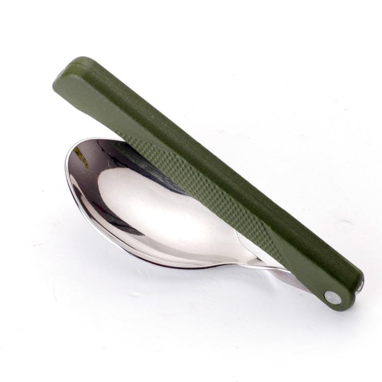 For Hiking Army Green Outdoor Camping Portable Combination Tableware Stainless Steel Cutlery Set