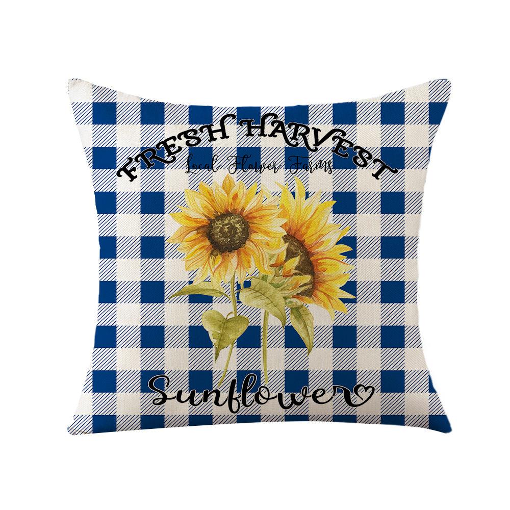 Home Decoration Pillowcase Set Watercolor Plaid Sunflower Pillowcase Spring High-end Home Cushion Cover