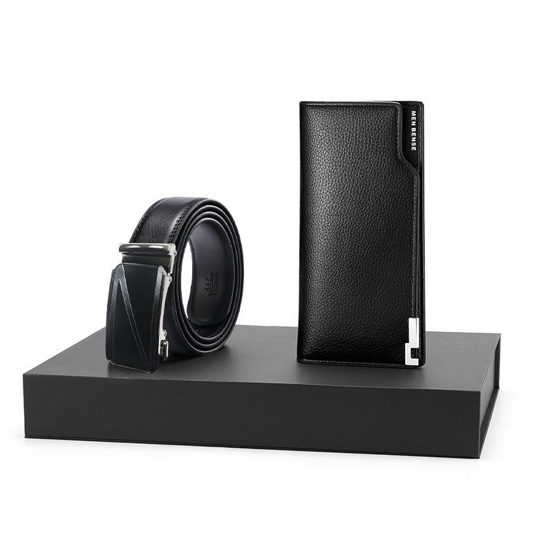 Ew schwarze Geldbörse Geldbörse Gürtel Set Herren Rindsleder Geschenkset Kombination Business Gürtel