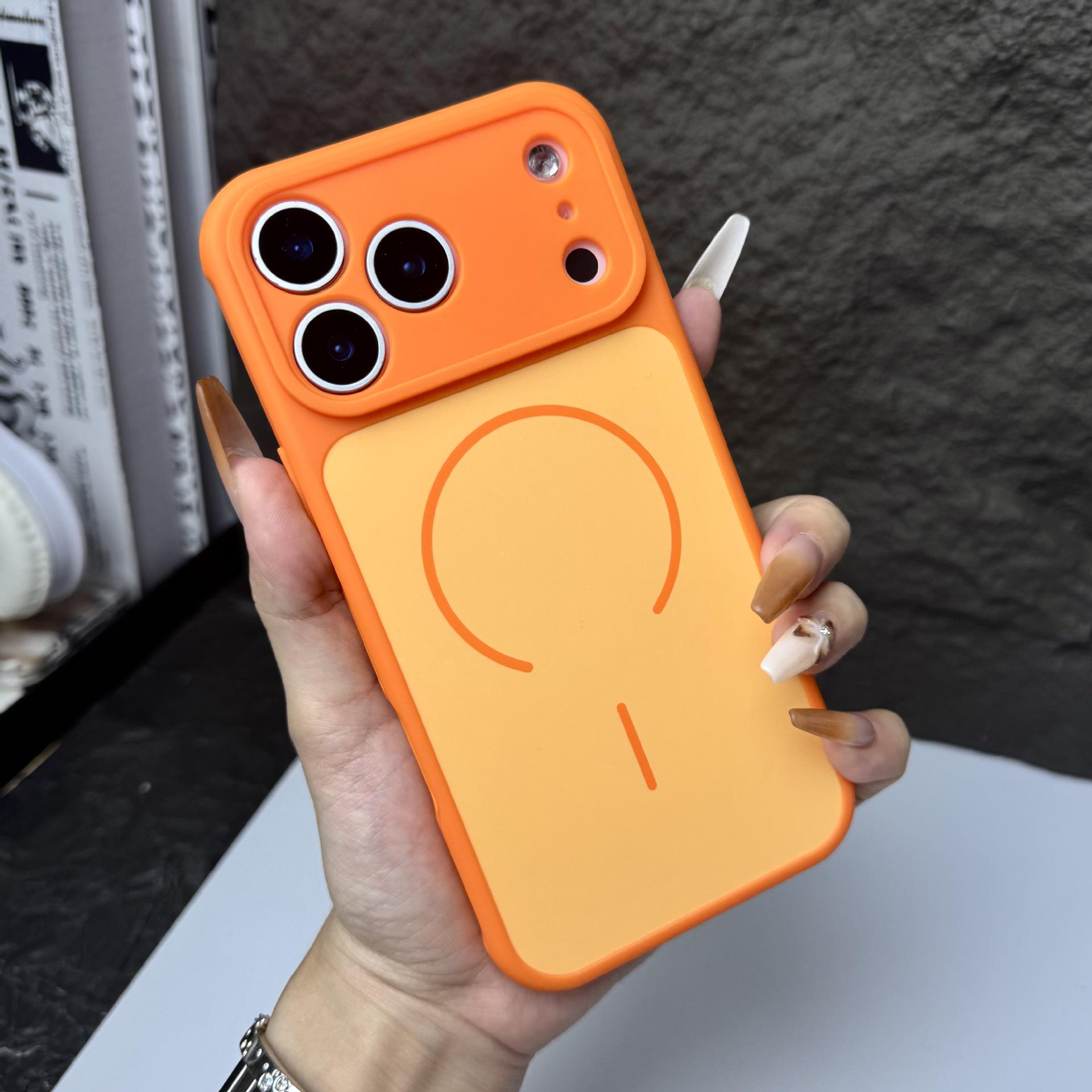 

Color Block Magnetic iPhone 17 Pro Max Case: Skin-Feel, Heat Dissipation, Full Coverage, Drop Protection. 13 оранжевый