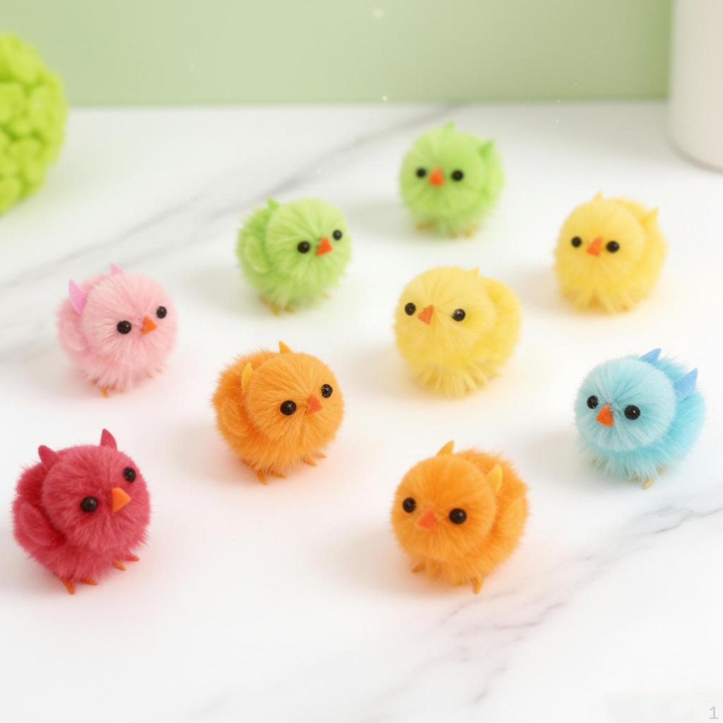 18x Mini Easter Chicks Decoration Art and Crafts Stuffed Chick Toys Tiny Chenille for
