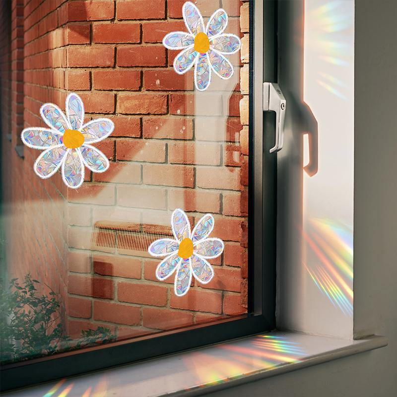 Daisy Flower Sun Window Sticker Electrostatic Self Adhesive PVC Decal Suncatcher Rainbow Maker Bedroom Home Wall Window Decor
