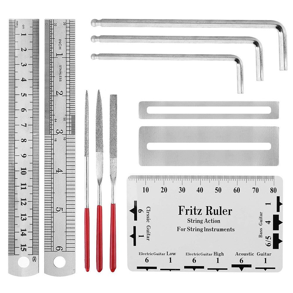 Ruler Fret Sanding File Maintenance Tools 3 In 1 String Winder Guitar Tools Kits Repairing Set