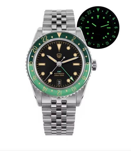 Watchdive WD6542 Luxury Watch NH34 Mechanical Movement Bubble Ball Sapphire Crystal BGW9 Night Light 10Bar Waterproof 38mm GMT