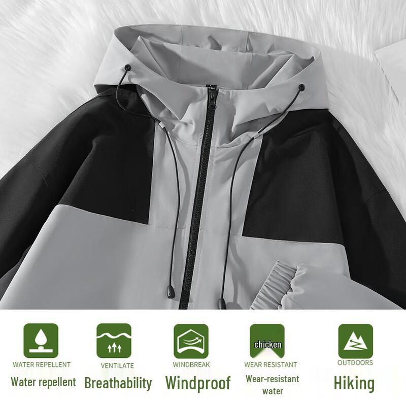 Jeanswest Men's Water-Resistant Windproof Hooded Jacket