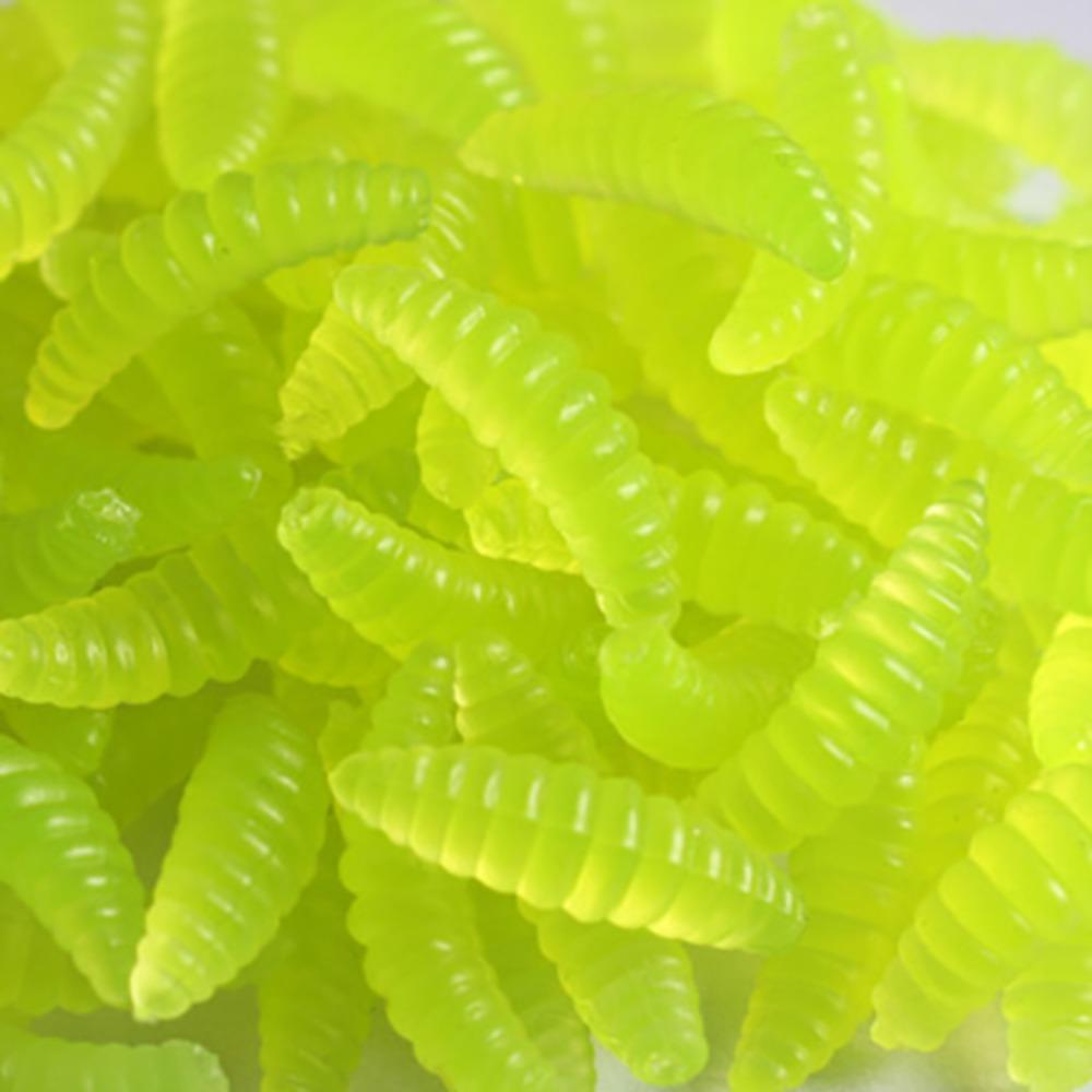 50PCS 2.1cm 0.5g Soft Fishing Lures Artificial Design Soft Texture Breadworm Lure Silicone Material Maggot Lure