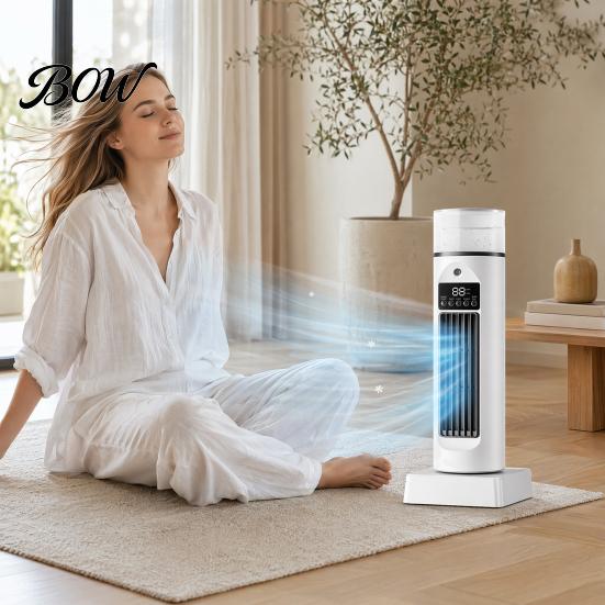 Bedroom Tower Fan Portable with Remote Control, 6 Speed 7 Color LED Night USB Powered Cooling Light, Quiet Air Cooler, Misting for Home Office