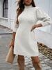 Women's Clothing Autumn Winter Elegant Style High Neck Fitted Knit Dress